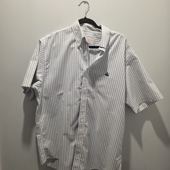 Brooks Brothers White and Blue Striped Button Down Shirt - Picture 1 of 6